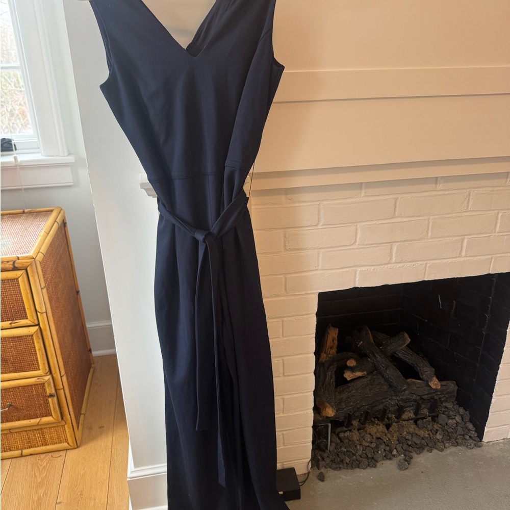 New J. McLaughlin Navy Long Jersey Knit Jumpsuit with Belt